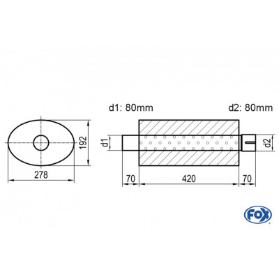 Silent stainless steel rear 1x135x80mm type 53 for OPEL VECTRA A (COFFRE)