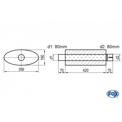 Silent stainless steel rear 1x135x80mm type 53 for OPEL VECTRA A (COFFRE)
