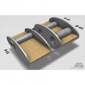 Silencieux universel type 818 en inox / 356x160mm / d1 Ø70mm/ d2 Ø63.5mm/ longueur 420mm