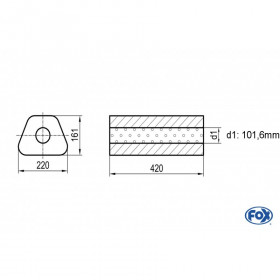 Silent stainless steel rear 1x135x80mm type 53 for OPEL VECTRA A (COFFRE)
