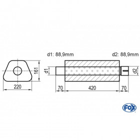 Silent stainless steel rear 1x135x80mm type 53 for OPEL VECTRA A (COFFRE)