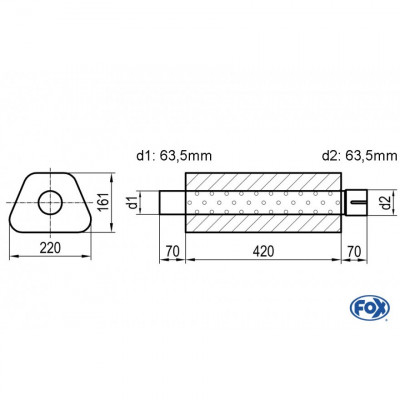 Silent stainless steel rear 1x135x80mm type 53 for OPEL VECTRA A (COFFRE)