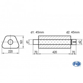 Silent stainless steel rear 1x135x80mm type 53 for OPEL VECTRA A (COFFRE)