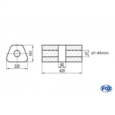 Silent stainless steel rear 1x135x80mm type 53 for OPEL VECTRA A (COFFRE)