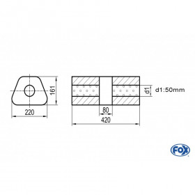 Silent stainless steel rear 1x135x80mm type 53 for OPEL VECTRA A (COFFRE)