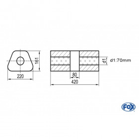 Silent stainless steel rear 1x135x80mm type 53 for OPEL VECTRA A (COFFRE)