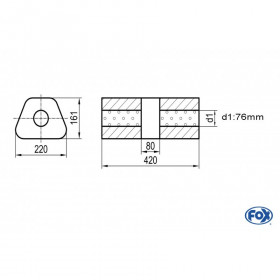 Silent stainless steel rear 1x135x80mm type 53 for OPEL VECTRA A (COFFRE)