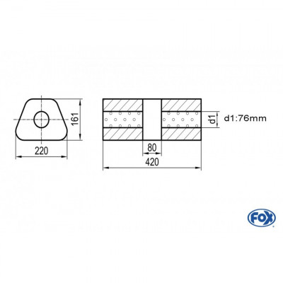 Silent stainless steel rear 1x135x80mm type 53 for OPEL VECTRA A (COFFRE)