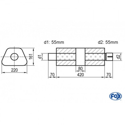 Silent stainless steel rear 1x135x80mm type 53 for OPEL VECTRA A (COFFRE)
