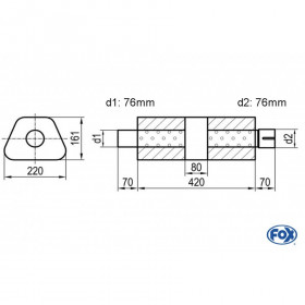 Silent stainless steel rear 1x135x80mm type 53 for OPEL VECTRA A (COFFRE)