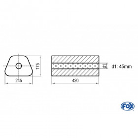 Silent stainless steel rear 1x135x80mm type 53 for OPEL VECTRA A (COFFRE)