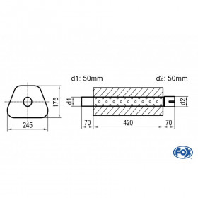 Silent stainless steel rear 1x135x80mm type 53 for OPEL VECTRA A (COFFRE)