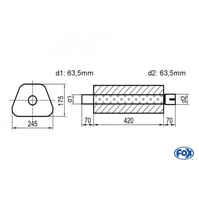 Silent stainless steel rear 1x135x80mm type 53 for OPEL VECTRA A (COFFRE)