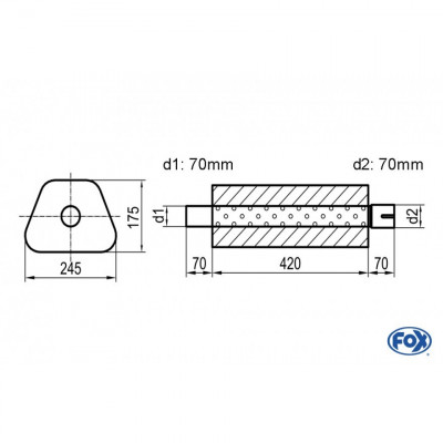 Silent stainless steel rear 1x135x80mm type 53 for OPEL VECTRA A (COFFRE)