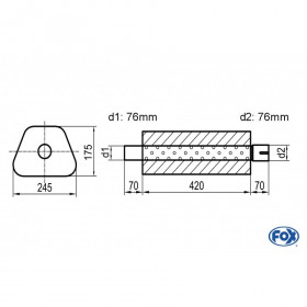 Silent stainless steel rear 1x135x80mm type 53 for OPEL VECTRA A (COFFRE)