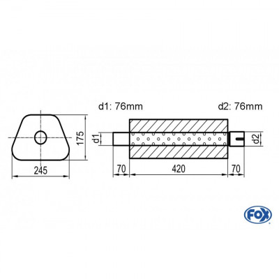 Silent stainless steel rear 1x135x80mm type 53 for OPEL VECTRA A (COFFRE)