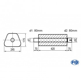 Silent stainless steel rear 1x135x80mm type 53 for OPEL VECTRA A (COFFRE)