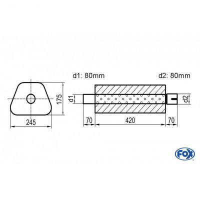 Silent stainless steel rear 1x135x80mm type 53 for OPEL VECTRA A (COFFRE)