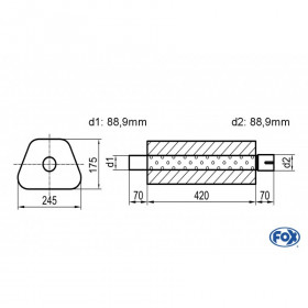 Silent stainless steel rear 1x135x80mm type 53 for OPEL VECTRA A (COFFRE)