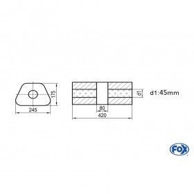 Silent stainless steel rear 1x135x80mm type 53 for OPEL VECTRA A (COFFRE)