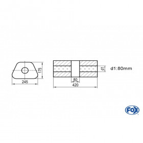 Silent stainless steel rear 1x135x80mm type 53 for OPEL VECTRA A (COFFRE)