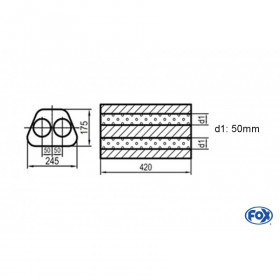 Silent stainless steel rear 1x135x80mm type 53 for OPEL VECTRA A (COFFRE)