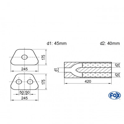 Silent stainless steel rear 1x135x80mm type 53 for OPEL VECTRA A (COFFRE)