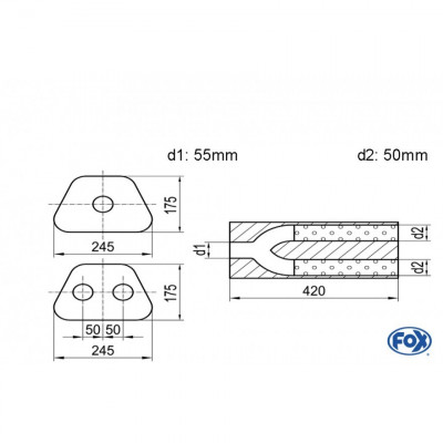 Silent stainless steel rear 1x135x80mm type 53 for OPEL VECTRA A (COFFRE)