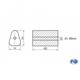 Silent stainless steel rear 1x135x80mm type 53 for OPEL VECTRA A (COFFRE)