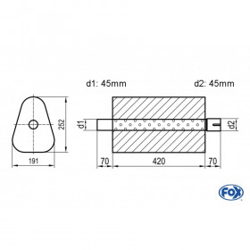 Silent stainless steel rear 1x135x80mm type 53 for OPEL VECTRA A (COFFRE)