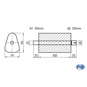 Silent stainless steel rear 1x135x80mm type 53 for OPEL VECTRA A (COFFRE)
