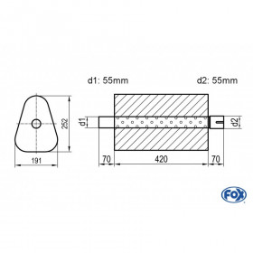 Silent stainless steel rear 1x135x80mm type 53 for OPEL VECTRA A (COFFRE)