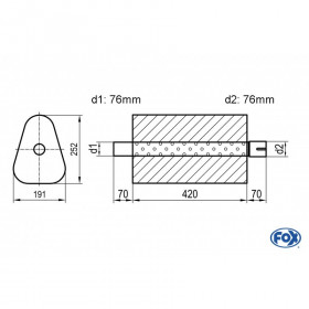 Silent stainless steel rear 1x135x80mm type 53 for OPEL VECTRA A (COFFRE)