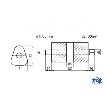Silent stainless steel rear 1x135x80mm type 53 for OPEL VECTRA A (COFFRE)