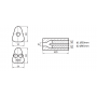 Silencieux universel type 725 en inox / 191x252mm / d1 Ø50mm/ d2 Ø45mm/ longueur 420mm