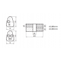 Silencieux universel type 725 en inox / 191x252mm / d1 Ø45mm/ d2 Ø45mm/ longueur 420mm