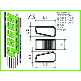 Filtre à air sport GREEN FILTER pour BMW SERIE 3 (E90/E91/E92/E93) 4,0L V8 M3 420cv / 309kW