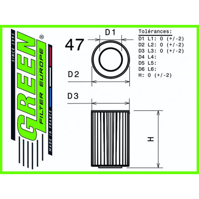 Filtre à air sport GREEN FILTER pour FORD MAVERICK 2,7L TD 100cv / 74kW