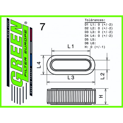 Filtre à air sport GREEN FILTER pour HONDA CIVIC III DOOR (EC8) 1,3L 16V 75cv / 55kW