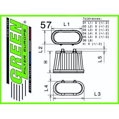 Filtre à air sport GREEN FILTER pour HUMMER H2 6,0L i V8 325cv / 239kW