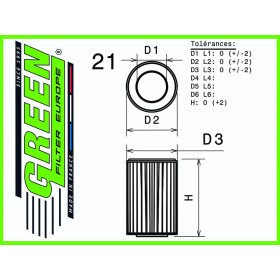 Filtre à air sport GREEN FILTER pour MERCEDES A CLASSE (W168) 160 CDI 60cv / 44kW