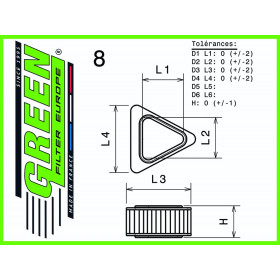Filtre à air sport GREEN FILTER pour ROVER 200 1,4L 16V GSI 214 Monopoint 90cv / 66kW