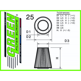 Filtre à air sport GREEN FILTER pour BMW SERIE 1 (E81/E82/E87/E88) 118 i 136cv / 100kW