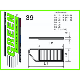 Filtre à air sport GREEN FILTER pour CITROEN C3 PICASSO 1,6L HDI FAP 90cv / 66kW
