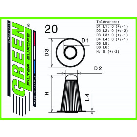 Filtre à air sport GREEN FILTER pour FORD MUSTANG 5,0L i V8 240cv / 176kW