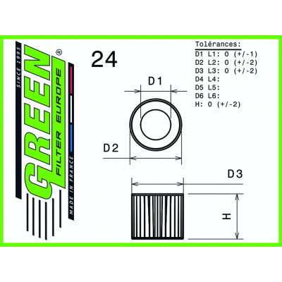 Filtre à air sport GREEN FILTER pour FORD RANGER  2,2L TDCI TKE 150cv / 110kW