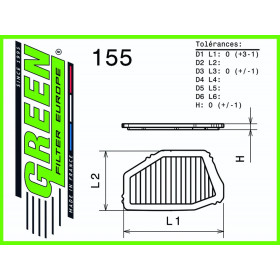Filtre à air sport GREEN FILTER pour HONDA ACCORD COUPE (CE1) 2,2L i 16V 150cv / 110kW