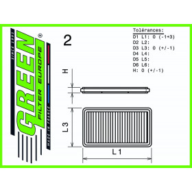 Filtre à air sport GREEN FILTER pour HONDA CIVIC III DOOR (EG538) 1,6L ESI 16V VTEC 125cv / 92kW