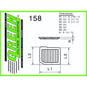 Filtre à air sport GREEN FILTER pour HONDA CRX (ED9) 1,6L i 16V 130cv / 96kW