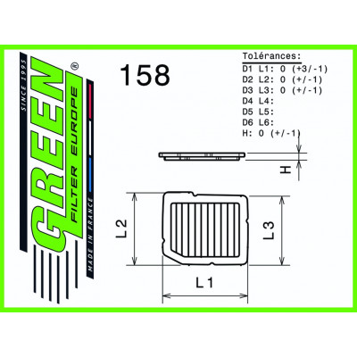 Filtre à air sport GREEN FILTER pour HONDA CRX (ED9) 1,6L i 16V 130cv / 96kW